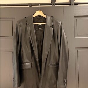 Black Leather Blazer Jacket